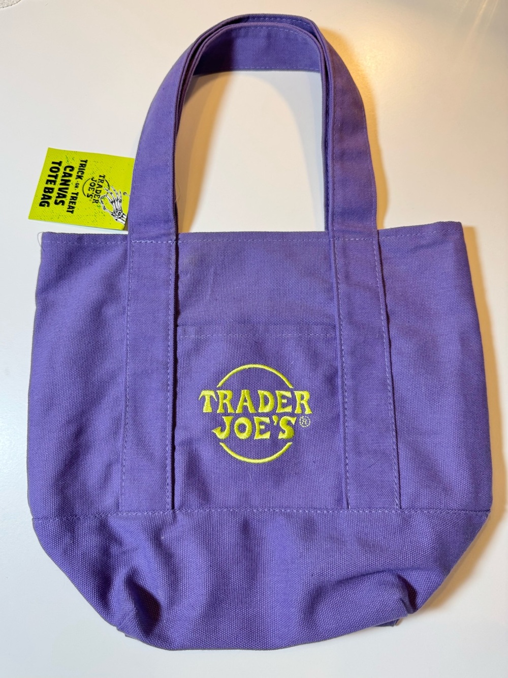 NWT Trader Joe's Purple Halloween Mini Canvas Tote with Logo